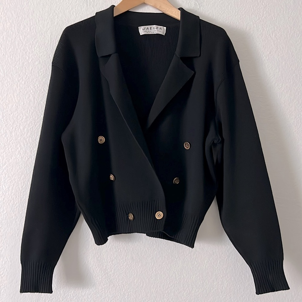 Jaeger Black Wool Cardigan Size 36 ins 91 cms